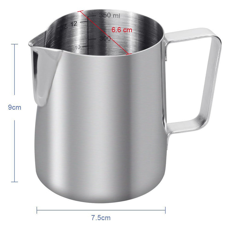 Anpro Milk Jug 350ml/12 fl.oz, 304 Stainless Steel Milk Pitcher, Milk Frothing Jug for Making Coffee Cappuccino 350 ML - NewNest Australia