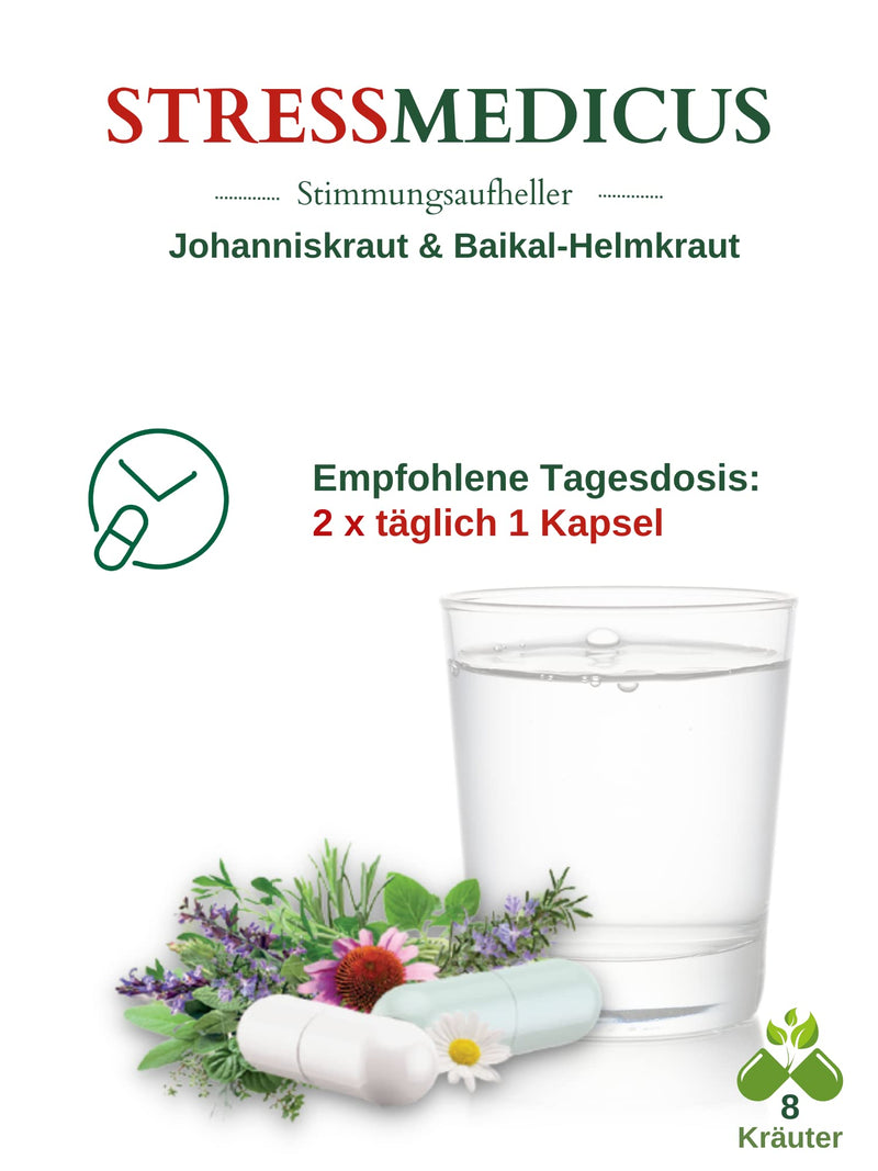 Swissmedicus Stressmedicus - Mood Brightener - Natural Herbal Supplement For Better Mental Health With St. John'S Wort & Baikal Skullwort, 120 Vegan Capsules - NewNest Australia