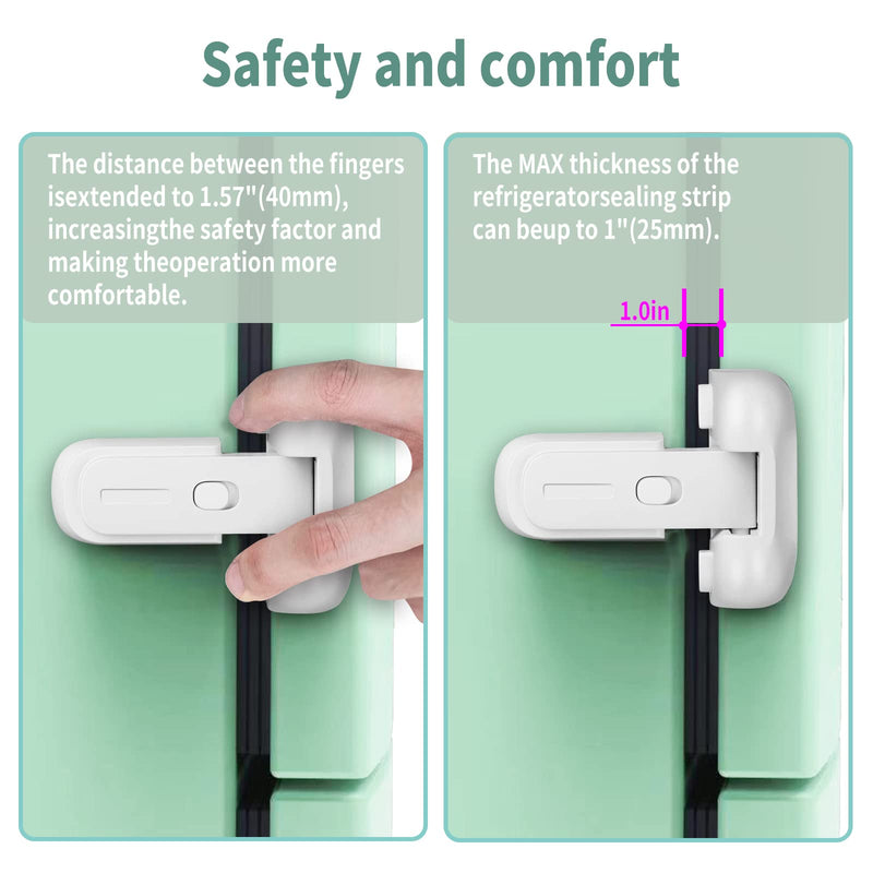 Qinzcp 1 Pack Updated Baby Safety Proof Fridge Latch Lock to Keep Door Closed,Child Proof Refrigerator/Fridge/Freezer Door Lock for Toddlers and Kids,no Tools Need or Drill (White) White-1pcs - NewNest Australia