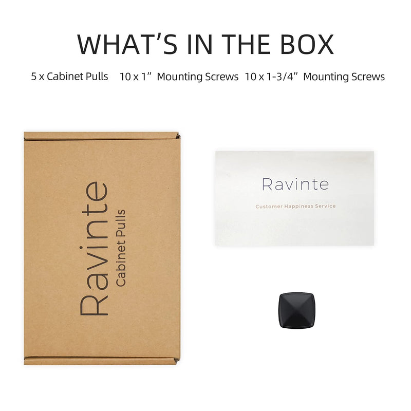 Ravinte 5 Pack Matte Black Kitchen Cabinet Square Knob Single Hole Cabinet Hardware for Dresser Drawer Cabinet Pulls Drawer Knobs Cabinet Knobs - NewNest Australia