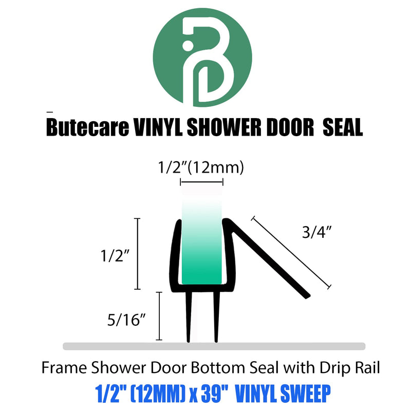 2-Pack Butecare Frameless Shower Door Bottom Seal – Stop Shower Leaks and Create a Water Barrier (1/2” x 39”) 1/2'' Bottom - NewNest Australia