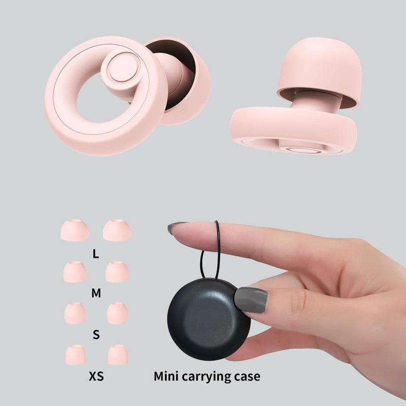 JAYINE Earplugs for Sleeping, Reusable Soft Silicone Earplugs, Hearing Protection Sleeping Earplugs SNR 30dB for Snoring, Work, Study and Travel, XS/S/M/L - Pink - NewNest Australia