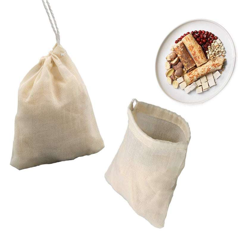 Skystuff 20Pcs Cotton Muslin Bags Reusable Drawstring Muslin Bags for Herb Cooking Coffee Tea Brew Lavender Soap Nuts Spices Bags - NewNest Australia