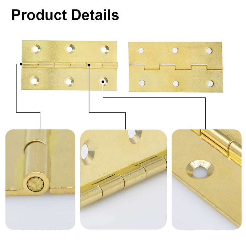 4 PCS Brass Folding Butt Hinges Home Furniture Hardware Door Hinges for Cabinet Gate Closet Door Jewelry Box with 24 Pieces Screws (63.5mm/ 2.5inch) 63.5mm/ 2.5inch - NewNest Australia