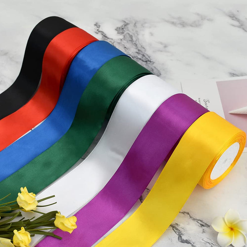TONIFUL 2 Inch x 25 Yards Wide Black Satin Ribbon Solid Fabric Ribbons Roll for Valentine's Day Crafts Chair Sash Gift Wrapping Invitation Cards Floral Hair Bows Sewing Party Wedding Car Decoration 2 inch wide - NewNest Australia