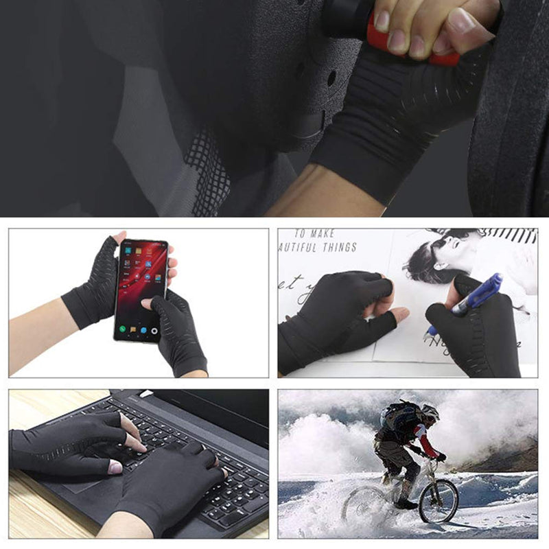 Upgraded Half Finger Arthritis Gloves Compression Therapy Gloves Relief Stiff Joints, Inflammation, Carpal Tunnel, Rheumatoid Pain, Non Slip Cosy Gloves for Housework, Typing, Cycling, Driving L Half Finger Gloves - NewNest Australia