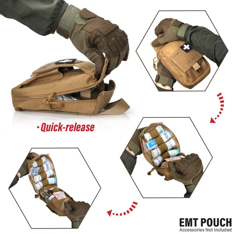 WYNEX Tactical Rip Away First Aid Pouch, Laser-Cut Design Molle EMT Bag Survival IFAK Pouches Blow Out Emergency Medical Organizer Include Red Cross Patch Khaki - NewNest Australia