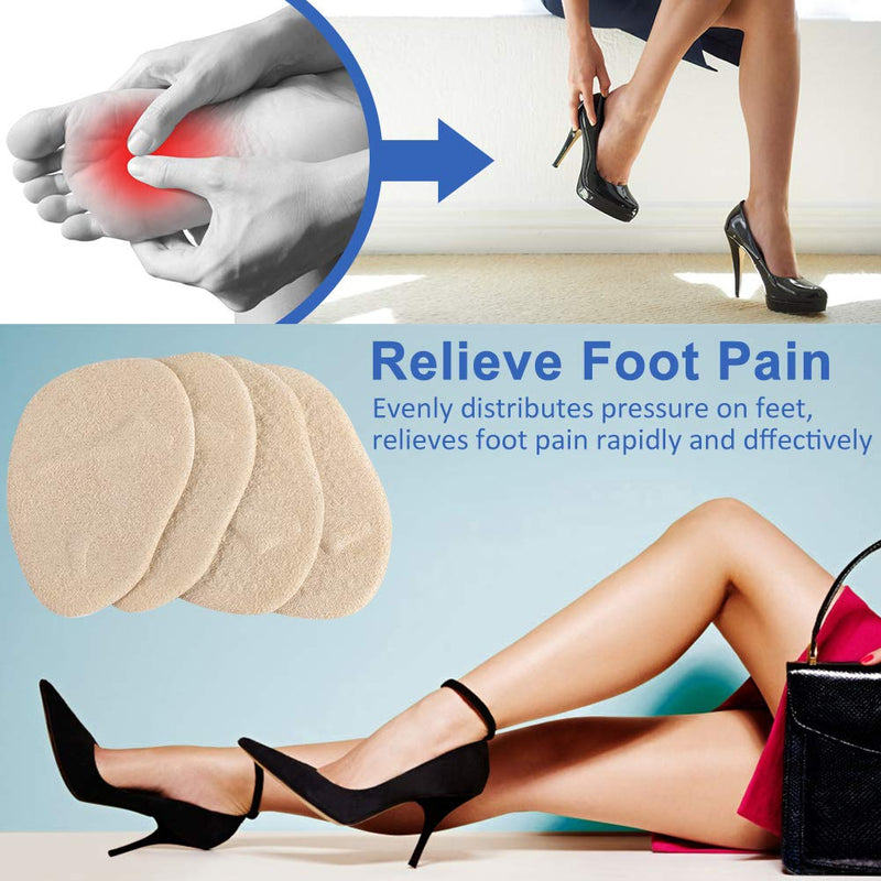 Haofy Forefoot Insoles, Bunion Pads For Pain Relief, 2 Pairs Of High Heels Cushion, Suede Gel Insoles, Non-Slip Metatarsal Padding, Forefoot Pads For Women - Beige - NewNest Australia
