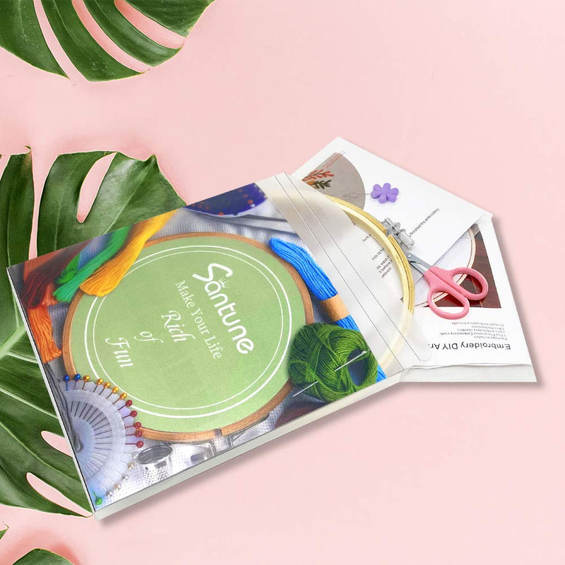 Santune 3 Sets Embroidery Starter Kit with Pattern and Instructions, Cross Stitch Set, Stamped Embroidery Kits with 3 Embroidery Clothes with Pattern, 1 Embroidery Hoops A-Van Gogh-Rainbow-Mountain - NewNest Australia