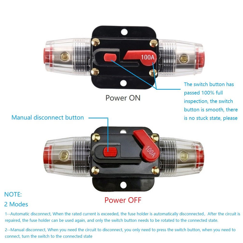 STETION Car Audio 100 Amp Resettable Fuse Circuit Breaker Car Protect for Audio System Fuse 12-24V DC for Car Audio Amps Overload Protection Fuse (100A) 100A - NewNest Australia