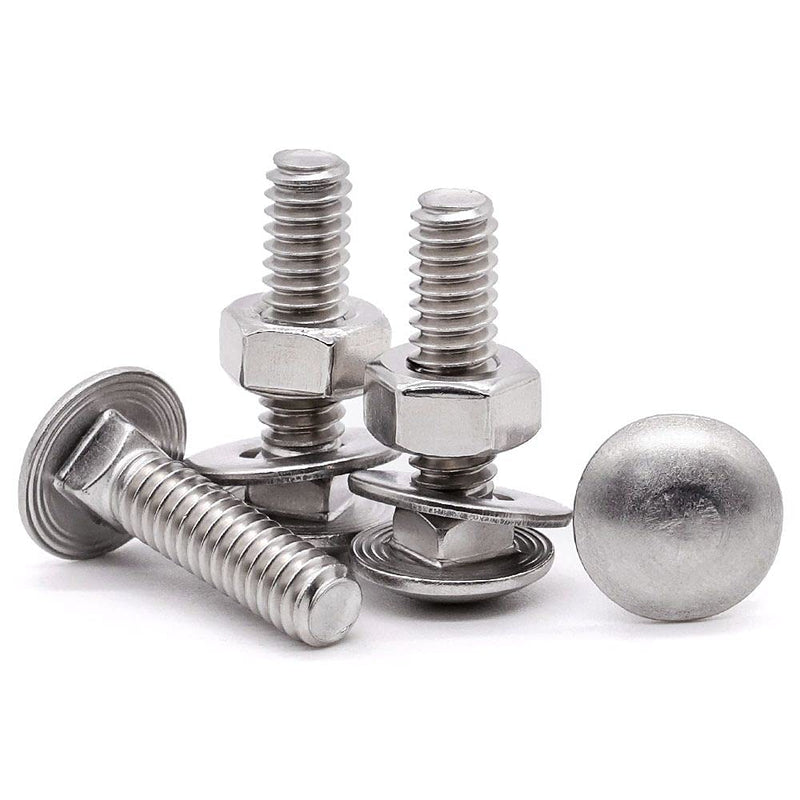 Glvaner (10 Sets) 1/4-20 x 1-1/4" Stainless Steel Carriage Bolts Screws Round Head Square Neck and Hex Nuts & Flat Washers 304 Stainless Steel 18-8 Full Thread Coverage 1/4-20 x 1-1/4" (10 Sets) - NewNest Australia