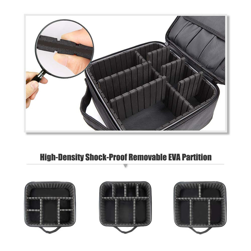 Makeup Bag,LOSMILE Travel Make-Up Bag Large Cosmetic Bags Professional Cosmetic Organiser Case Makeup Artist Train Cases Waterproof Vanity Cases Beauty Box with Adjustable dividers.(Black-l) Black-l - NewNest Australia