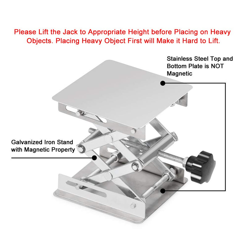 stonylab 4"x4" Lab Scissors Jack, 100 x 100mm Stainless Steel Laboratory Support Jack Platform Lab Lift Stand Table, Expandable Lift Height Range from 45mm to 150mm, Support Weight 5KG 100 x 100 mm - NewNest Australia