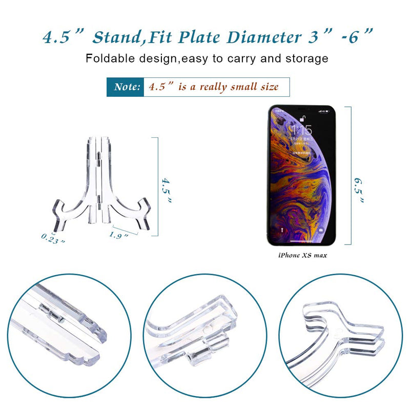 NewNest Australia - Artliving Clear 10 Pack 4.5inch Small Acrylic Easels Display Stand Plate Stand Holder for Display Pictures, Photo and and Artworks 4.5inch(10Pack) 