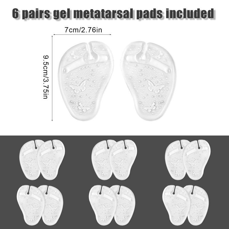 AIEX 12pcs Gel Metatarsal Pads, Ball of Foot Cushions Forefoot Cushions for Women Gel Insole Pads Soft Gel Metatarsal Pads for Thong Sandals Flip Flops High Heels for Pain Relief - NewNest Australia