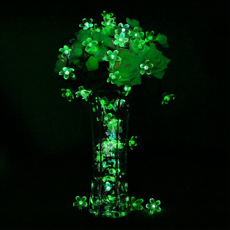 ITICdecor Solar Flower String Lights Green Lights Outdoor Waterproof 50 LED Fairy Light Decorations Garden Patio Fence Yard Spring (Green) - NewNest Australia