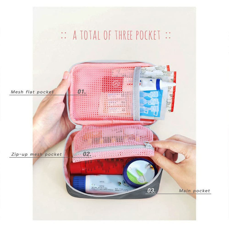 Pack Of 2 Small Medicine Bag, Portable Medicine Bag, First Aid Bag, Medicine Bag For On The Go, Medication Bag, Waterproof, For Outdoor Camping, Hiking (Grey/Pink) - NewNest Australia