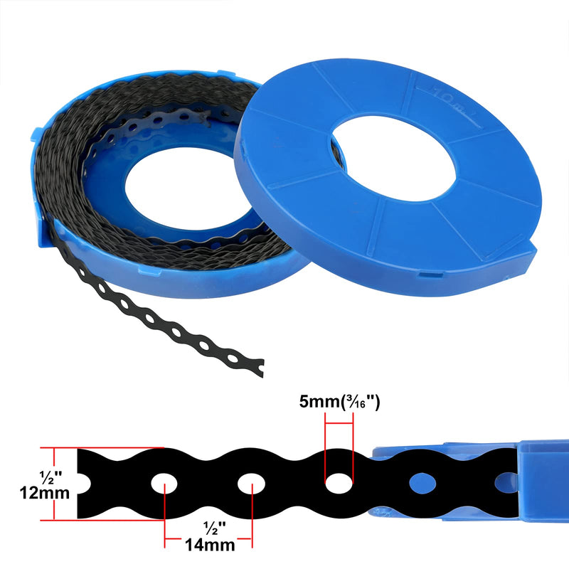 32ft Black Perforated Metal Hanger Straps with 3/16 inch Hole, 1/2 inch Width, 0.7mm Thickness, Steel Pipe Strap Tube Tension Clips - NewNest Australia