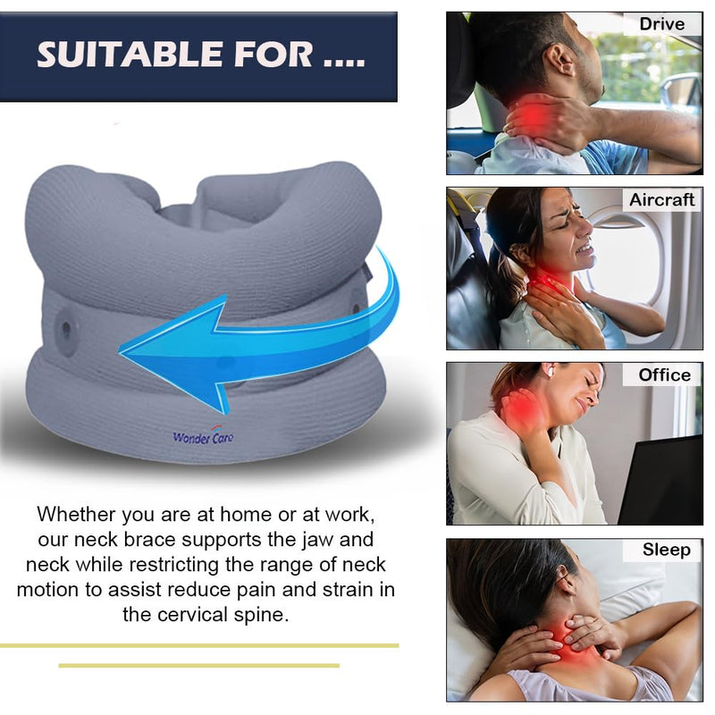 Wonder Care Cervical Collar for Neck Pain Soft Neck Support Brace for Spondylitis Neck Pain Relief for Men & Women Grey (Small: 3"-3.5") S(3"-3.5") - NewNest Australia