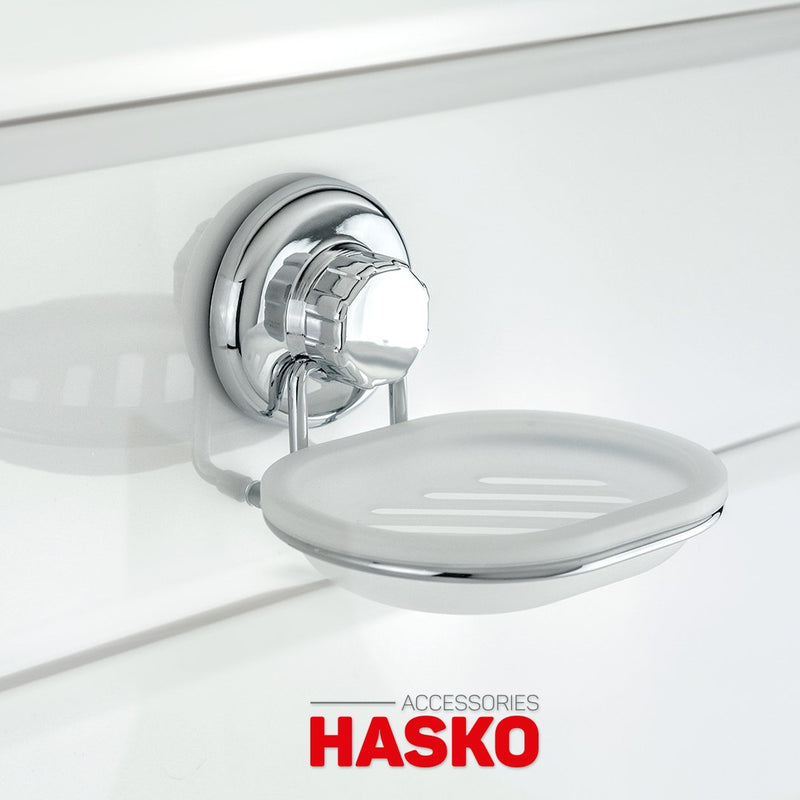 HASKO accessories Vacuum Suction Cup Soap Dish Holder Strong Stainless Steel Sponge Holder for Bathroom & Kitchen - Soap Caddy Can be Mounted on Any Clean Flat Smooth Surface – (Chrome) Chrome - NewNest Australia