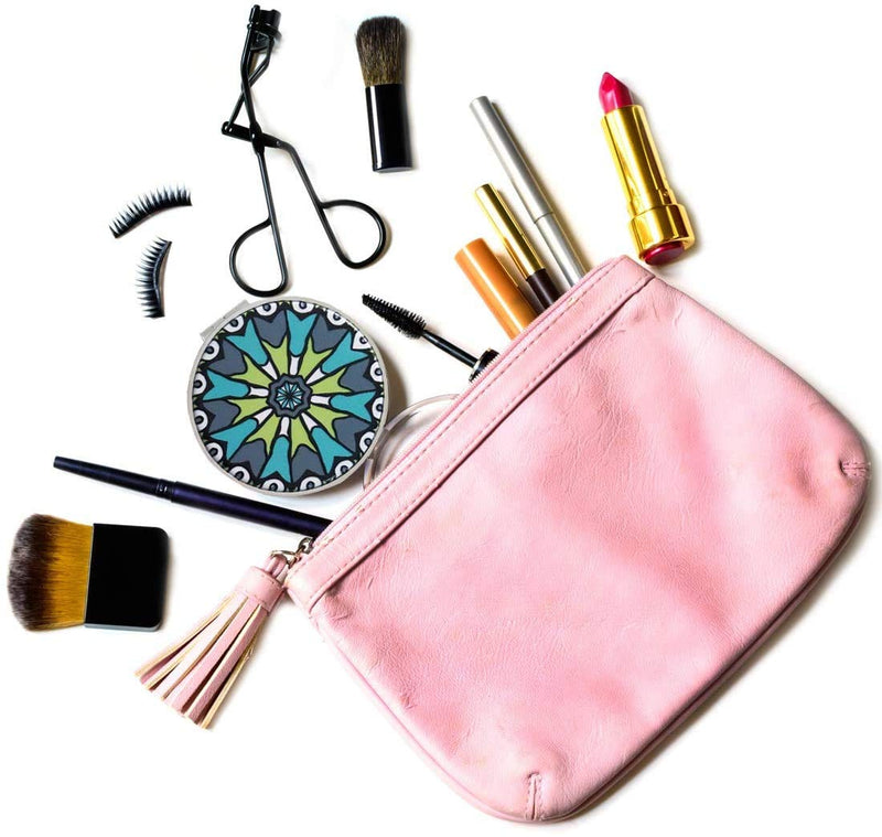 Beaufy Small Travel Magnifying Makeup Pocket Purse Mirror Set Round Handheld Mini Foldable Handbag Compact Mirrors 1x 2x Magnification Portable Embossed Mandala Gift for Girls Men Women Kids Pack of 6 - NewNest Australia