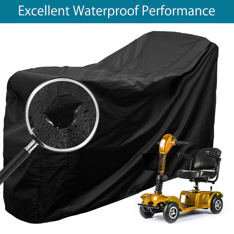 Heavy Duty Mobility Scooter Cover with Storage Bag, 190D Oxford Waterproof Anti-uv Wheelchair Storage Cover Anti Dust Motorbike Protect Cover for Most Mobility Scooter (190*71*117cm) 190*71*117cm - NewNest Australia