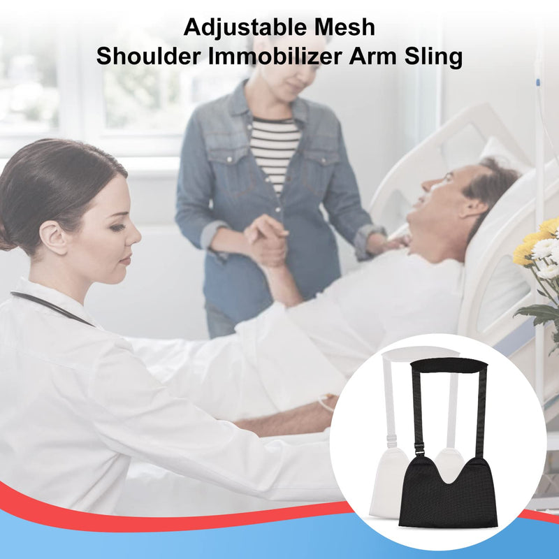 supregear Mesh Arm Sling with Soft Shoulder Cushions, Adjustable Breathable Shoulder Immobilizer Shower Arm Sling Lightweight Medical Shoulder Elbow Support for Women Men, Fits Left/Right Arm, Black - NewNest Australia