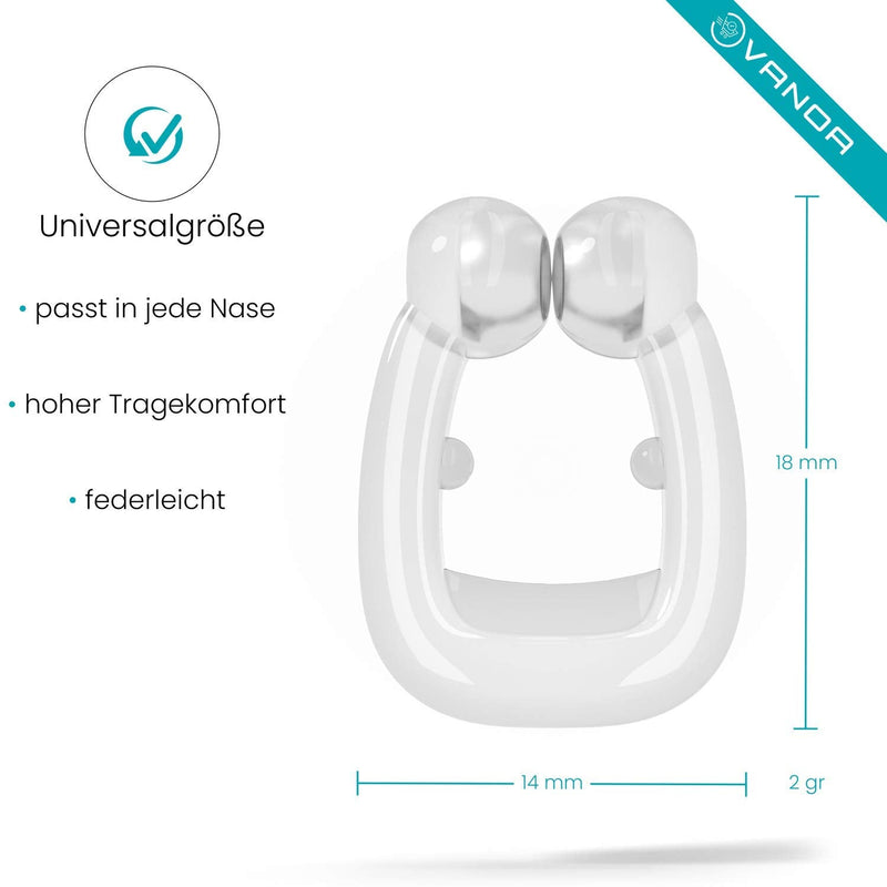 Vanoa Premium Snore Stopper, Set Of 2 Including Anti-Snoring Tips ‚ Relaxed And Peaceful Sleep ‚ Nose Clip Against Snoring ‚ Bpa-Free ‚ Odorless ‚ Universal Size Transparent - NewNest Australia