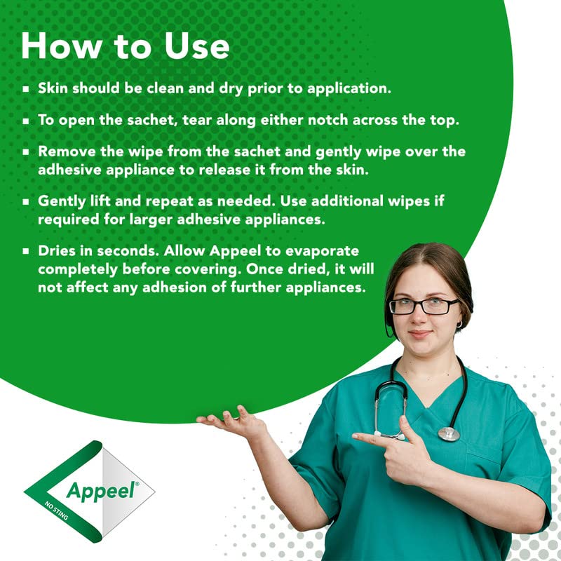CliniMed Appeel Medical Adhesive Remover Wipes, Alcohol Free No Sting Wipes, Quick Dry, Fast removal of medical adhesives, Perfect for Reducing Peri-Stomal Skin Damage - 30 pcs - NewNest Australia