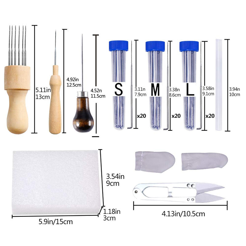 lmzay Needle Felting Tools, Wool Felting Supplies, Needle Felting Kit with 60 Pcs Needles Felting Needles, Foam Mat, Wooden Handle, Scissors, Perfect for DIY Felting Wool Projects - NewNest Australia