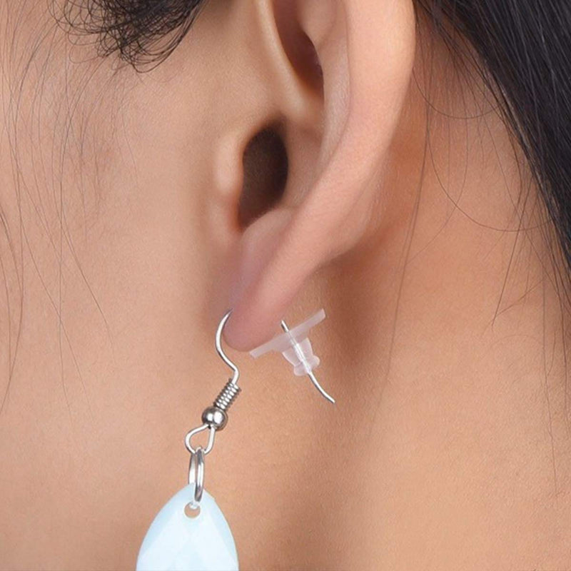 Silicone Earring Backs,Clear Rubber Earring Backs,Earring Safety Back Stopper Clutch Ear Locking with Pad (Pack of 100) - NewNest Australia