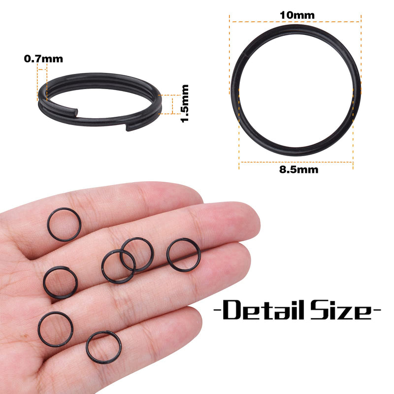 BronaGrand 200pcs 10 mm Split Rings Alloy Double Loop Jump Rings Keychain Ring Connectors for DIY Arts Crafts Organization Home Car Office Keys Attachment, Black - NewNest Australia