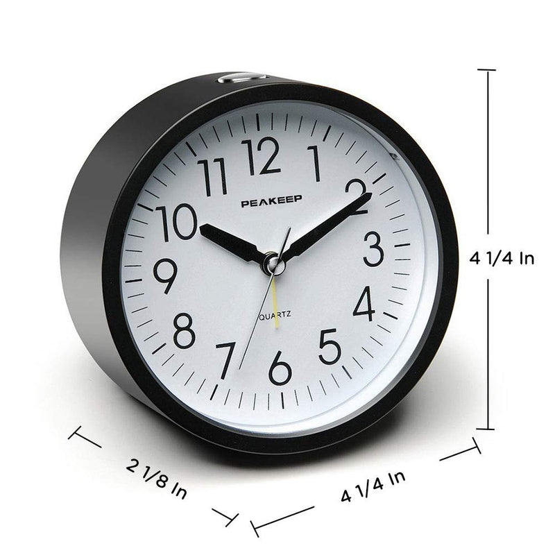 NewNest Australia - Peakeep Battery Operated Alarm Clock Silent Non Ticking, Gentle Wake, Increasing Beep Alarm Clock Volume, Easy Set (Black) Black 
