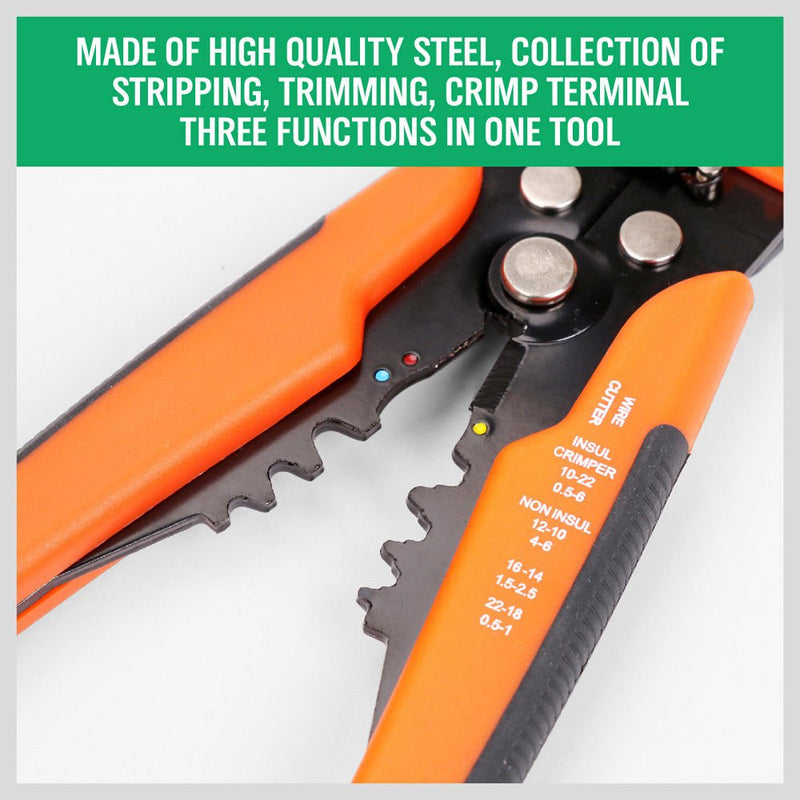 HORUSDY Wire Stripping Tool, Self-adjusting 8" Automatic Wire Stripper/Cutting Pliers Tool for Wire Stripping, Cutting, Crimping 10-24 AWG (0.2~6.0mm²) - NewNest Australia