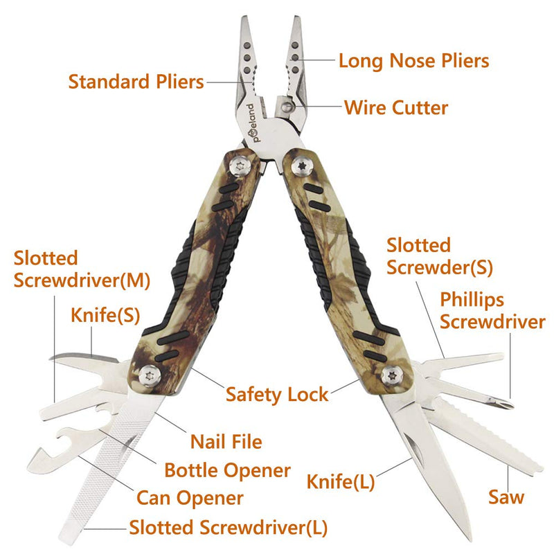 Poeland Multitool Pliers, 14 in 1 Multi tool with Safety Locking, Portable Pocket Knife for Outdoors, Survival, Camping, Fishing, Hunting, Hiking - NewNest Australia