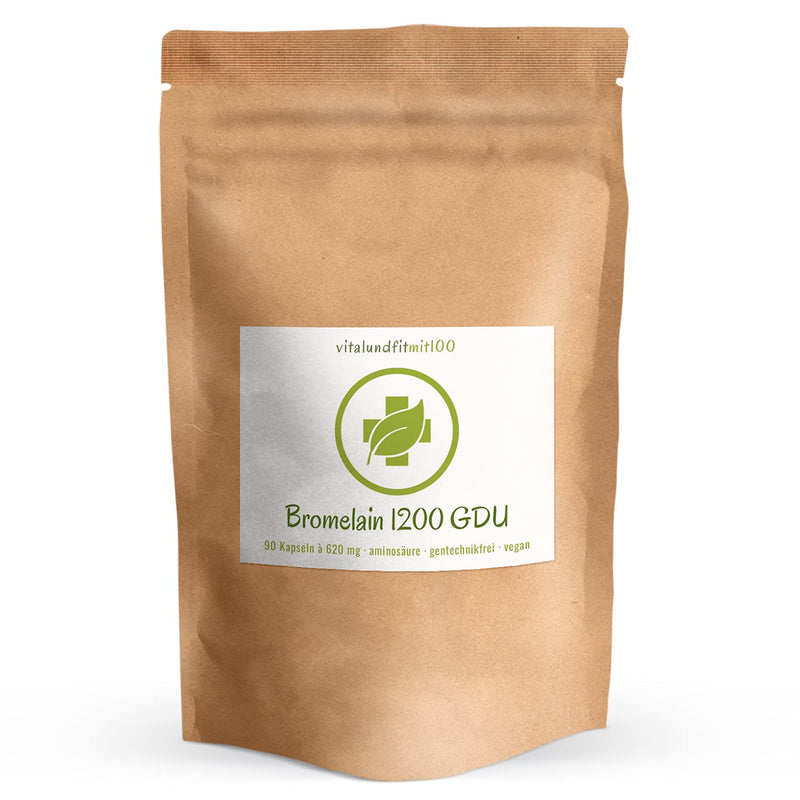Bromelain 1200 Gdu (‚Âà 2400F.Ip) - Capsule 90 Capsules Of 620 Mg - Made From Pineapple Extract - Vegan/Pure - Gmo Free - No Additives And Additives - Made In Germany - NewNest Australia