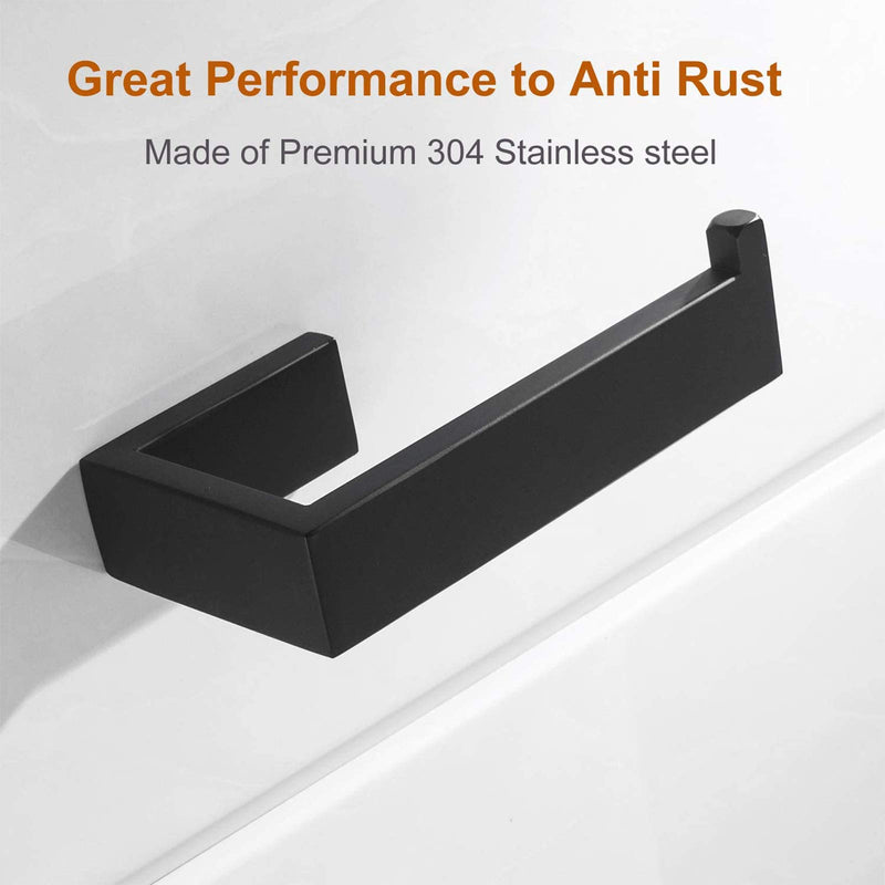 Nolimas Toilet Paper Roll Holder Matte Black SUS304 Stainless Steel Square Bathroom Lavatory Rust Proof Toilet Tissue Holder Wall Mounted - NewNest Australia