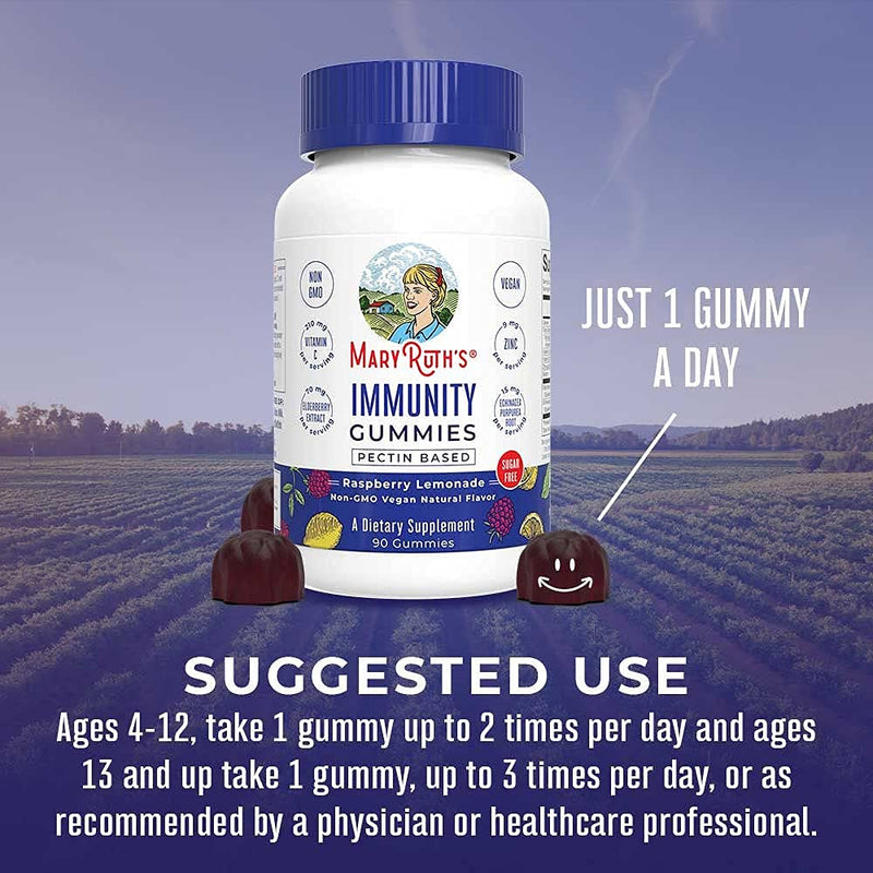 Immunity Gummies 5-in-1 by MaryRuth's (Raspberry Lemonade) | Powerful Blend of Zinc, Elderberry, Vitamin C, Vitamin D, and Echinacea for Kids & Adults | Vegan, Non-GMO, Gluten Free | 90ct 1 - NewNest Australia
