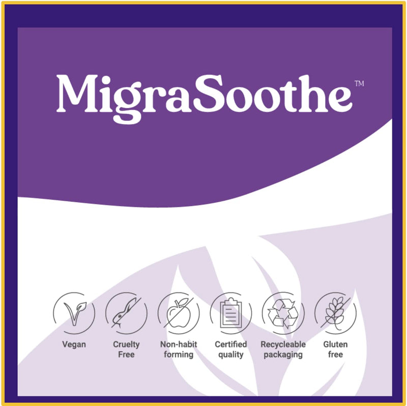 Migraine Relief Feverfew + Ginger + Vitamin B2 Riboflavin 400mg per Capsule - Migrasoothe + Herbs NHS Recommended Ingredients UK Made Stress, Headaches Tremors & Energy Vegan. Vitamin B2 400 [30] 30 - NewNest Australia