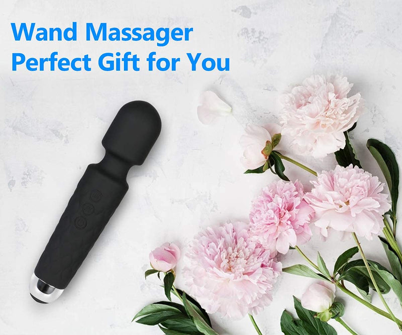 Tokomes Wand Massager, Handheld Wireless Waterproof Massager USB Rechargeable with 8 Powerful Speeds 20 Modes Vibration ,Mini Power Personal Frequency Massage for Muscle Aches & Sports Recovery Black - NewNest Australia