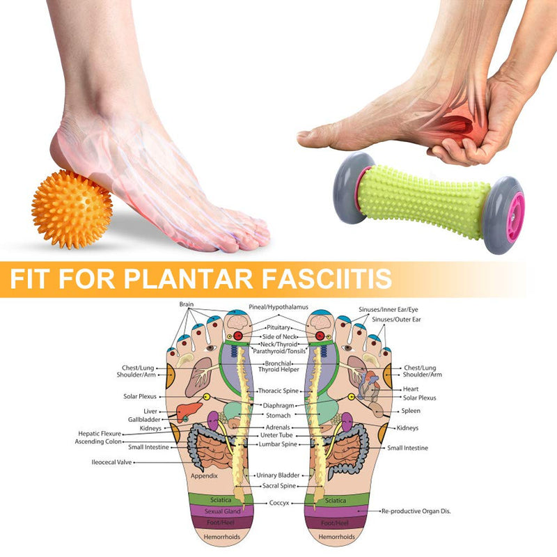 Ryson Foot Roller Massage Ball for Relief Plantar Fasciitis and Reflexology Massager for Deep Tissue Acupresssure Recovery for PLA Relax Foot Back Leg Hand Tight Muscle, 1 Roller and 2 Spiky Balls - NewNest Australia