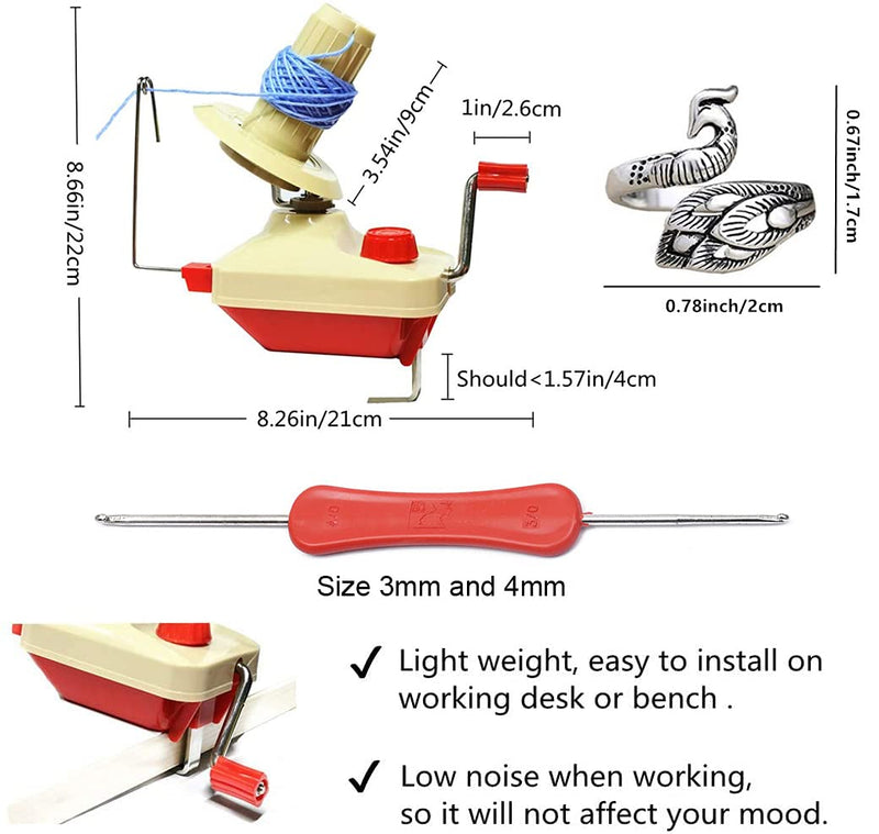 RRigo Yarn Ball Winder Easy to Set Up and Use - Hand Operated Yarn Ball Winder 3.5 Ounce Capacity + 1PCS Adjustable Knitting Loop Crochet + 1PCS Crochet + 1PCS Scissors - NewNest Australia