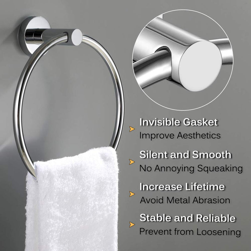 Hand Towel Ring, Angle Simple Stainless Steel Bathroom Towel Holder, Face Towel Hanger, Round Towel Ring Chrome, Wall Mount - NewNest Australia