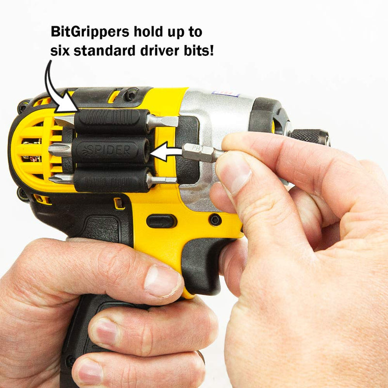 Spider Tool Holster - BitGripper v2 - PACK OF TWO - Carry up to six driver bits on the side of your power drill or driver! - NewNest Australia