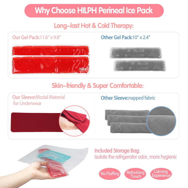 Hilph Perineal Cold Packs Postpartum Ice Pads, Maternity Cooling Pads After Birth for Hemorrhoid Pain Relief and Vaginal Recovery, Breast Pain, Reusable 2 Perineal Ice Packs with 4 Washable Sleeves - NewNest Australia