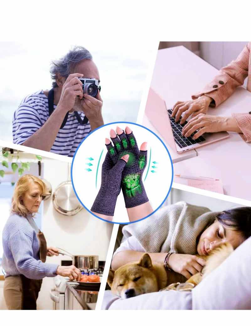 2 Pairs Arthritis Compression Gloves Warm Fingerless Non Slip Hand Gloves for Men & Women Rheumatoid &Osteoarthritis Provide Arthritic Joint Pain Symptom Relief（S） Black Non Slip S - NewNest Australia
