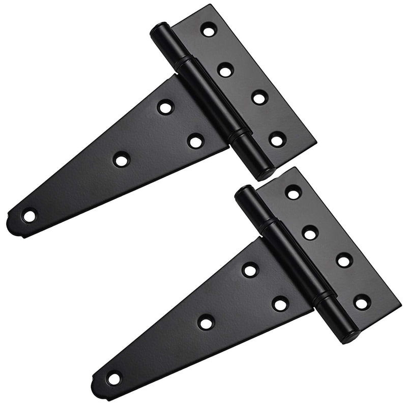 6 Inch T-Strap Shed Door Hinges Heavy Duty ,Black Tee Hinge for Wooden Fences,Yard Door,Barn Door Gates, Wrought Hardware Rustproof,2Pack/Set 6 inch x 2PCS - NewNest Australia