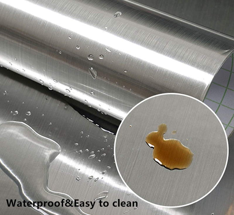 Brushed Silver Metallic Adhesive Paper Peel Stick Wallpaper Funitures Sticker Shelf Liner for Kitchen Dishwasher Oven Refrigerator,15.8inch by 79inch - NewNest Australia