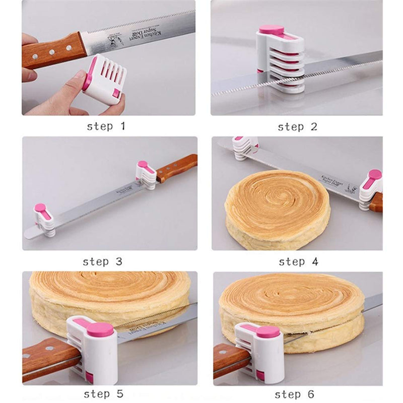 NewNest Australia - Mary Paxton 2 Set 5 Layers DIY Cake Bread Cutter Leveler Slicer,Adjustable Cutting Fixator Guide Tools DIY Cake Decorating Tools For Kitchen Bakeware Pastry Kitchen Accessories Durable 