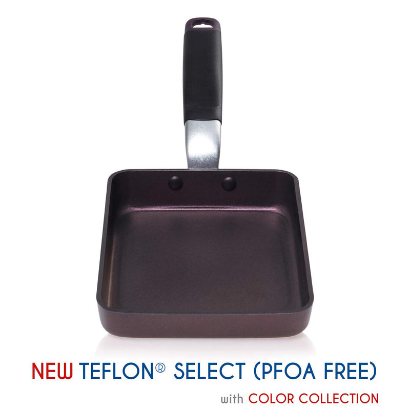 TeChef - Tamagoyaki Japanese Omelette Pan / Egg Pan, Coated with New Safe Teflon Select - Colour Collection / Non-Stick Coating (PFOA Free) / (Aubergine Purple) / Made in Korea (Medium) Medium - NewNest Australia